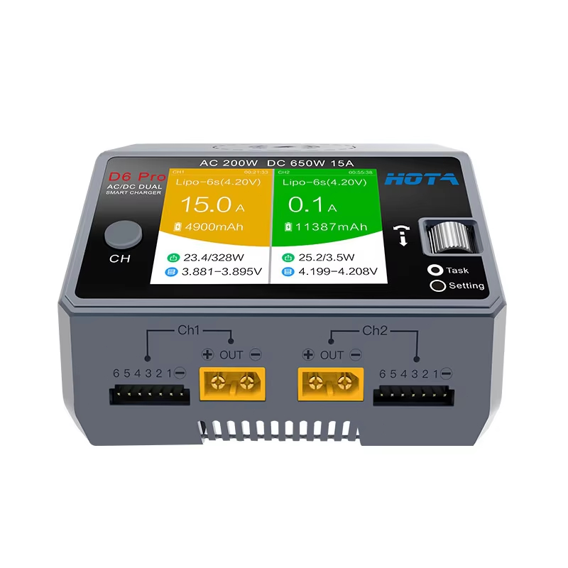 HOTA D6 Pro Black AC 200W DC 2 - Hota D6 Pro Dual Lipo Charger 评论和价格
